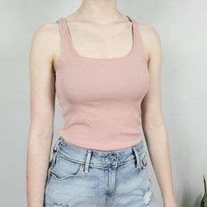 Divided H&M Blush Ribbed Tank Top Size S